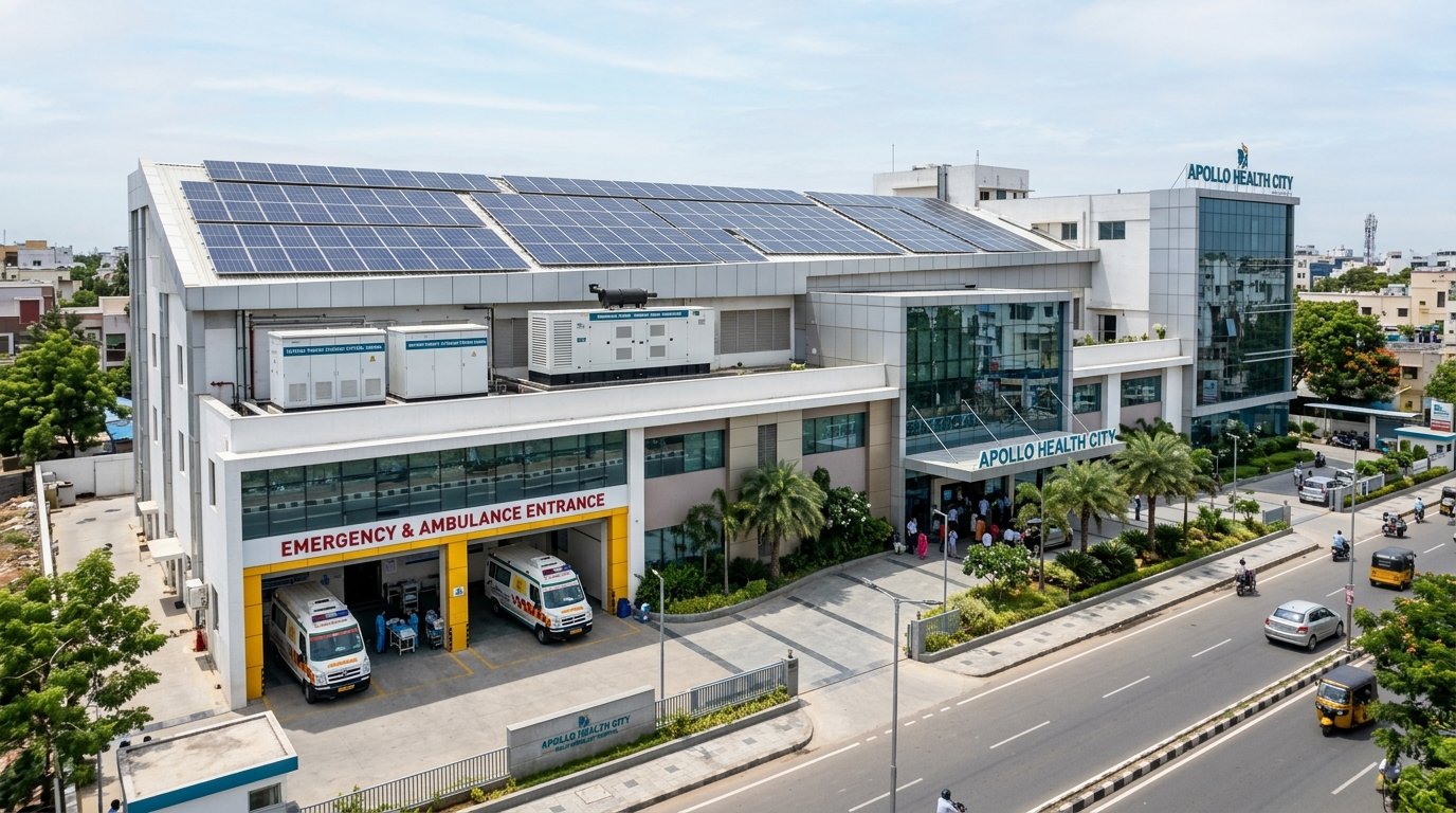 Hospital & Healthcare Solar Power Systems: Critical Load Backup, DG Fuel Savings & ROI (2026)
