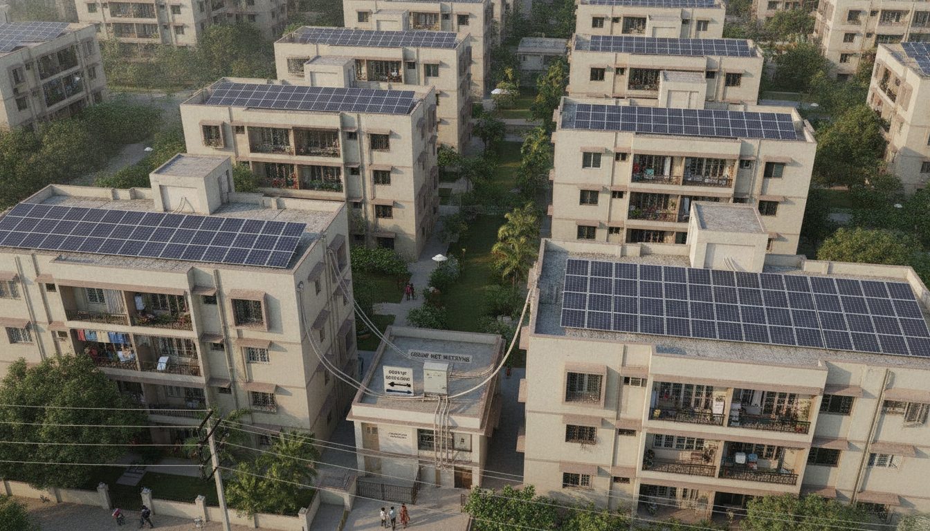 How Housing Societies and Apartments Can Implement Group Net Metering and Common Area Solar (2026)
