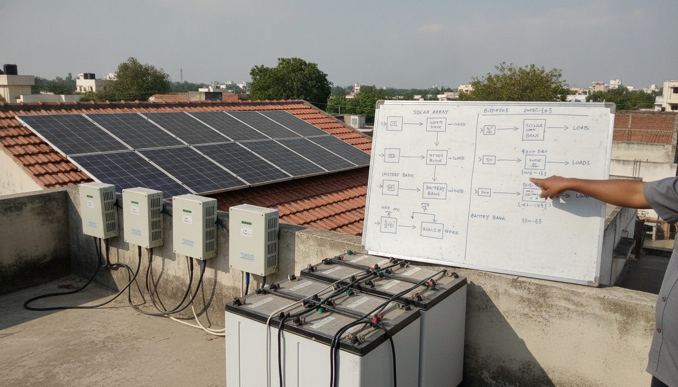 Hybrid Solar Inverter and Battery Sizing Guide for Frequent Power Cuts (2026)