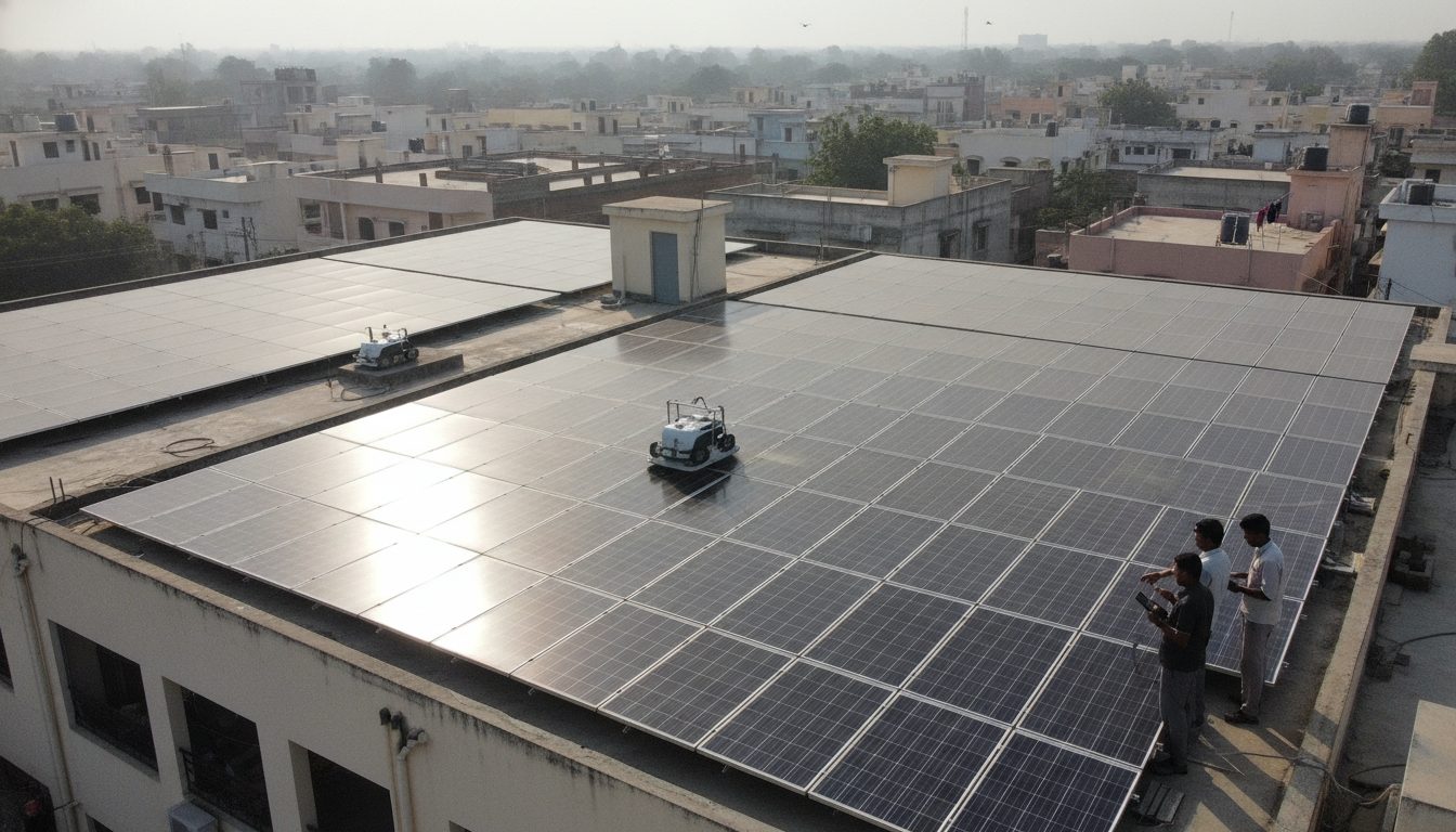 Waterless Solar Panel Cleaning and Robotic Maintenance ROI for Large Rooftops (2026)