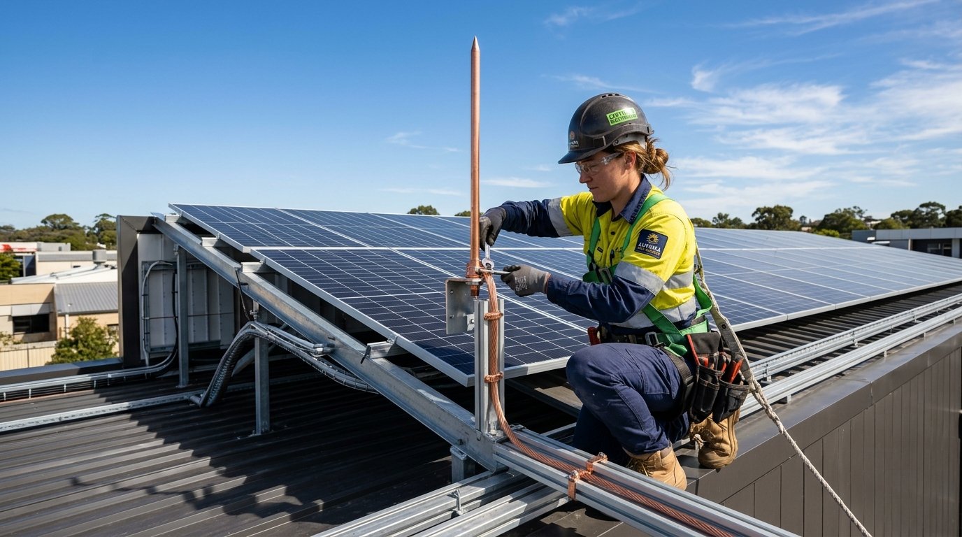 Solar Earthing & Lightning Protection Guide 2026: IS 3043 Standards, Chemical Earth Pits & SPD Rules
