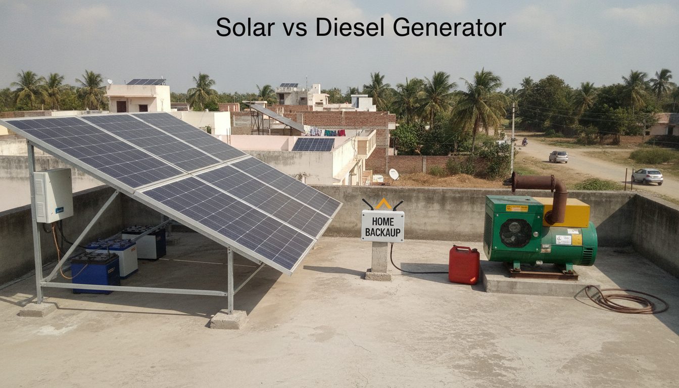 Solar vs Diesel Generator — Which is Cheaper for Backup Power in India?