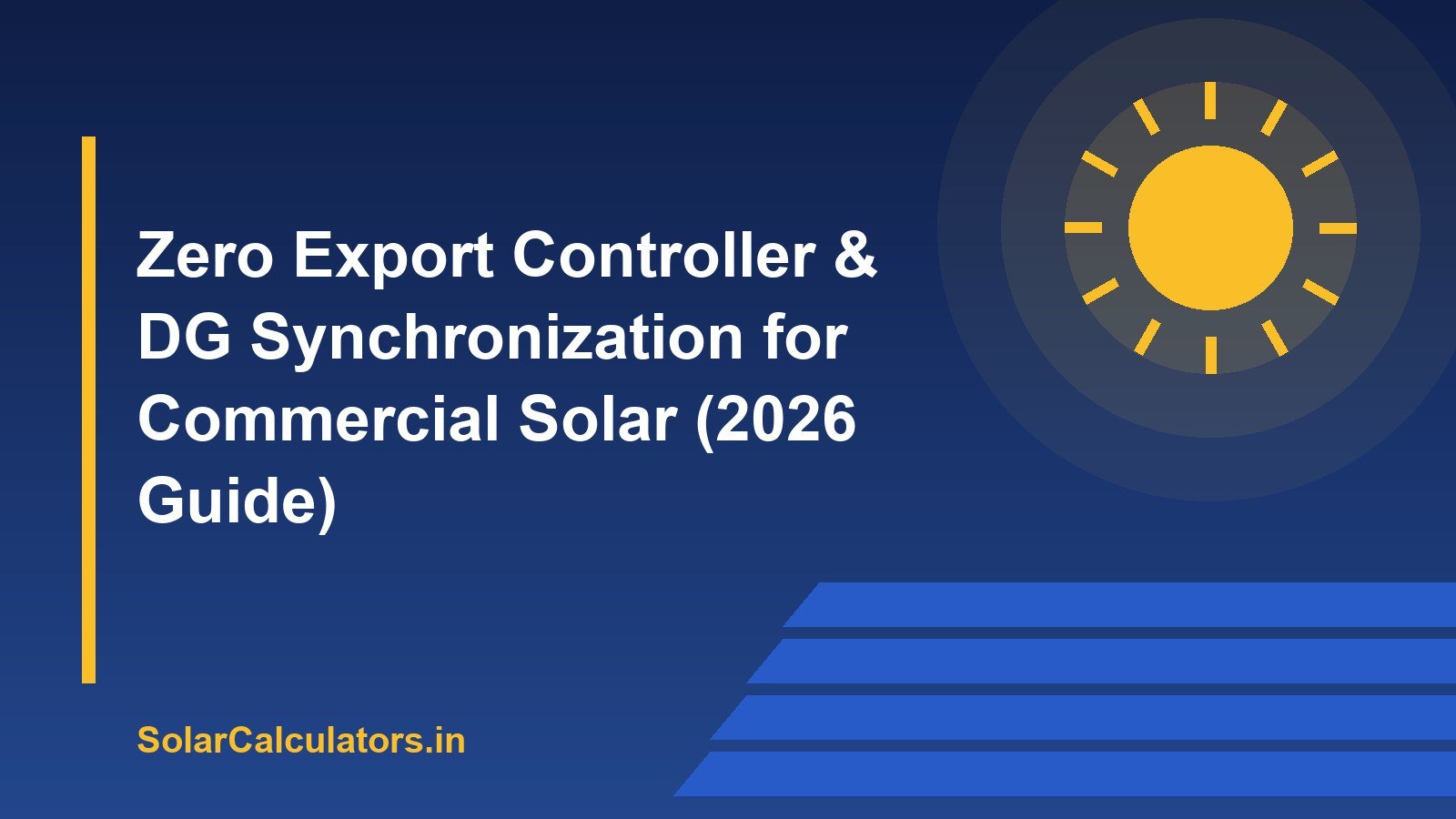 Zero Export Controller & DG Synchronization for Commercial Solar (2026 Guide)