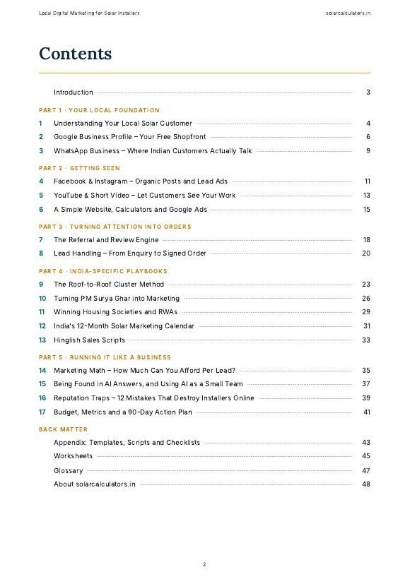 Contents page of the ebook